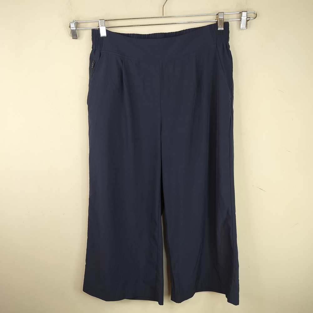 Quince Performance Tech Wide Leg Crop Pant Large Womens Athletic Black Woven - Picture 2 of 10